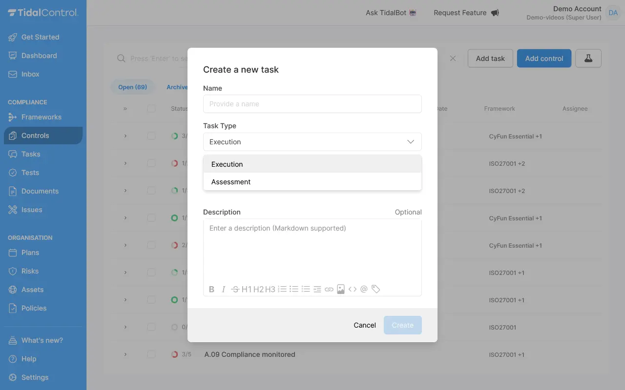 Controls add task